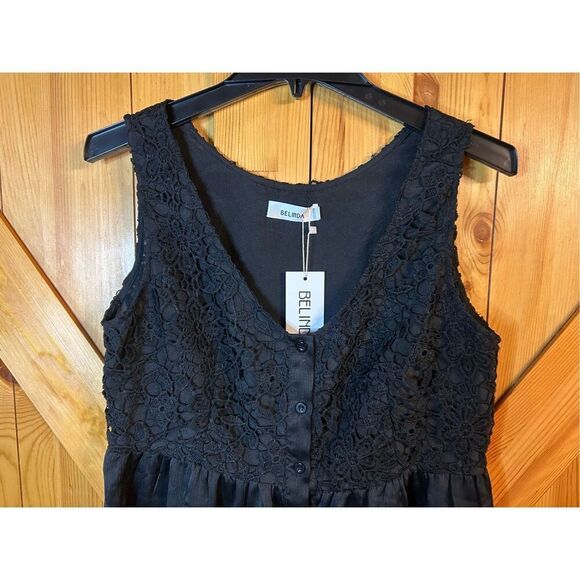 Belinda sleeveless V-neck dress size medium button up nwt (8675) - Picture 3 of 5